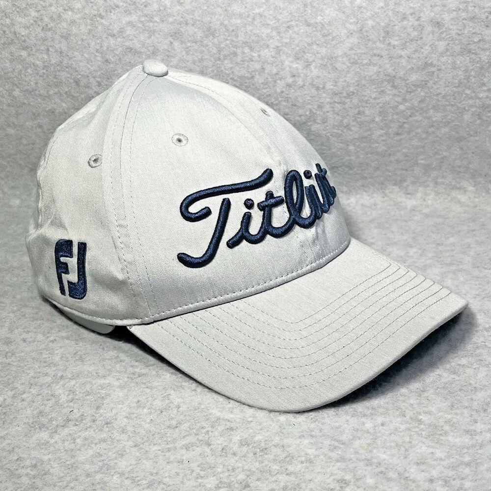 Titleist Pro V1 FJ Foot Joy A-Flex‎ Golf Hat Size S-M Fit Stretch Cap Gray Navy